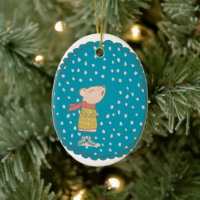 Cute Mouse Singing Christmas Carols in Blue