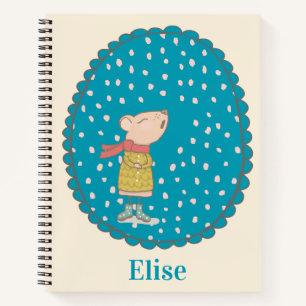 Cute Mouse Singing Christmas Carols Personalised Notebook