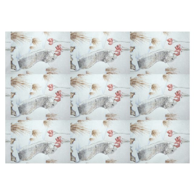 Cute mouse snow scene for christmas tablecloth (Front (Horizontal))
