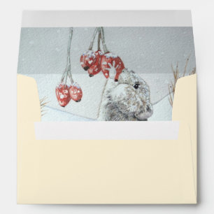 Cute mouse snow scene wildlife christmas envelope