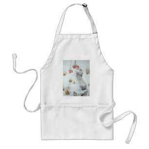 cute mouse snow scene wildlife painting art design standard apron