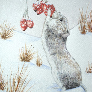cute mouse snow scene wildlife tile