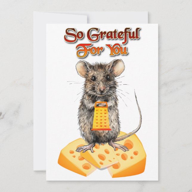 Cute Mouse So Grateful for You Greeting Card (Front)