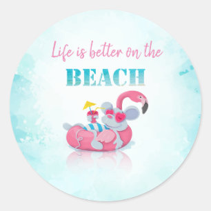 Cute Mouse Stylish Beach Classic Round Sticker