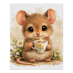 Cute Mouse Tea Poster Kawaii Animal