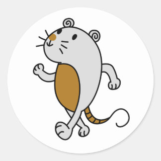 Cute mouse walking classic round sticker