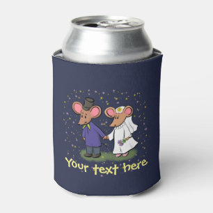 Cute mouse wedding cartoon can cooler
