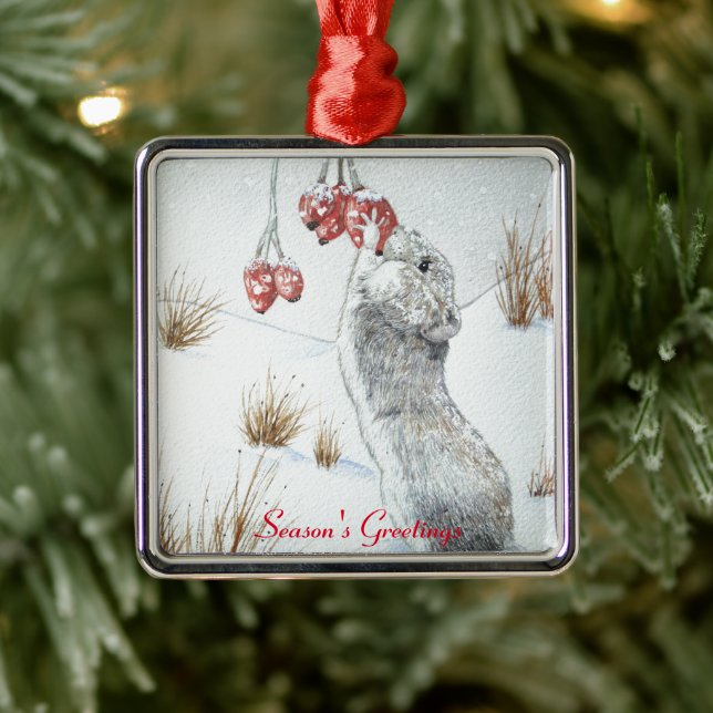 Cute mouse wildlife snow scene for christmas metal tree decoration (Tree)