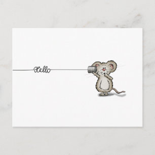 Cute Mouse with a can phone by Send2Smiles Postcard