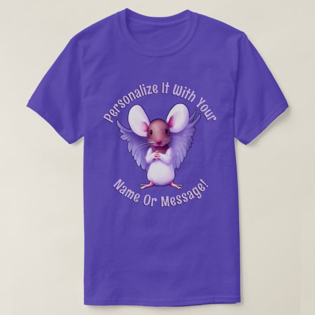 Cute Mouse With Angel Wings T-Shirt (Design Front)
