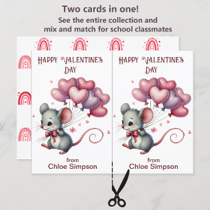 Cute Mouse with Balloons Kid's Valentine Party Postcard