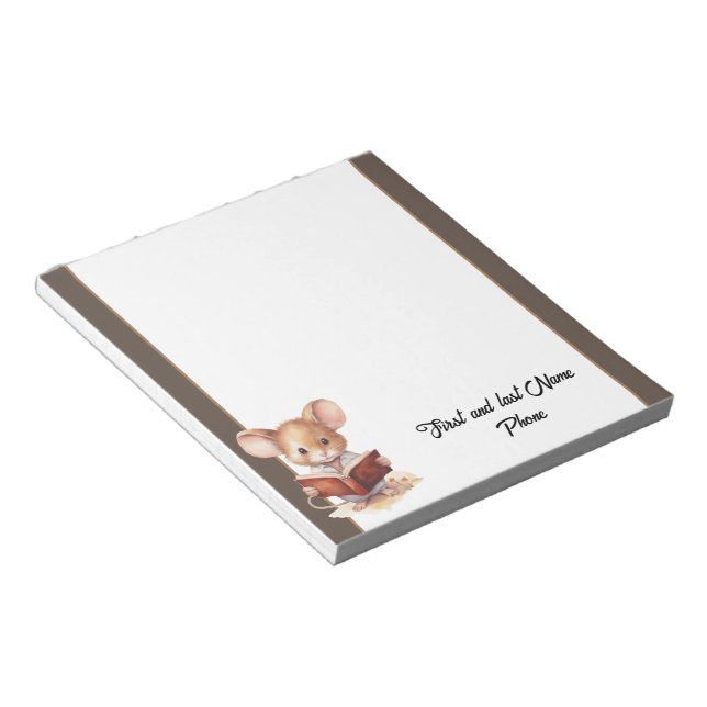 Cute Mouse with book Notepad (Angled)