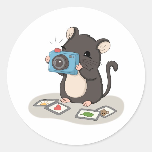 Cute Mouse with Camera Photographer Sticker (Front)