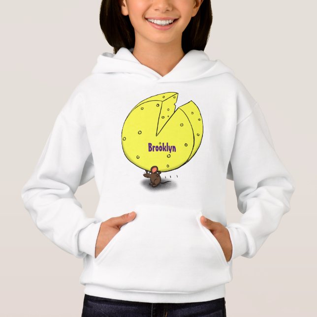 Cute mouse with cheese cartoon illustration (Front)