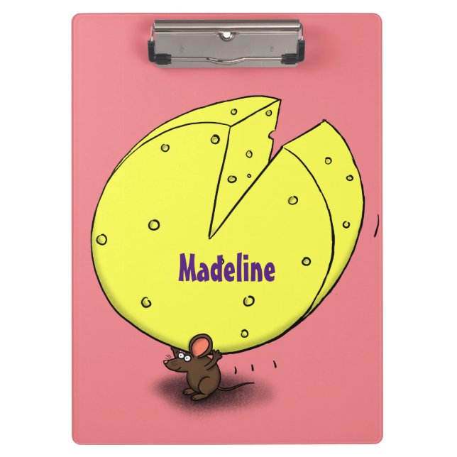 Cute mouse with cheese cartoon illustration clipboard (Front)