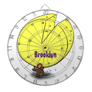 Cute mouse with cheese cartoon illustration dartboard