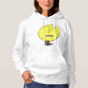 Cute mouse with cheese cartoon illustration hoodie