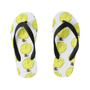 Cute mouse with cheese cartoon illustration kid's jandals