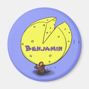 Cute mouse with cheese cartoon illustration magnet