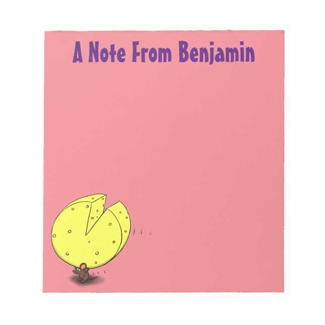 Cute mouse with cheese cartoon illustration notepad (Front)