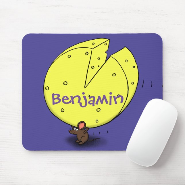 Cute mouse with cheese cartoon illustration pad (With Mouse)