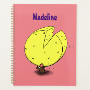 Cute mouse with cheese cartoon illustration planner