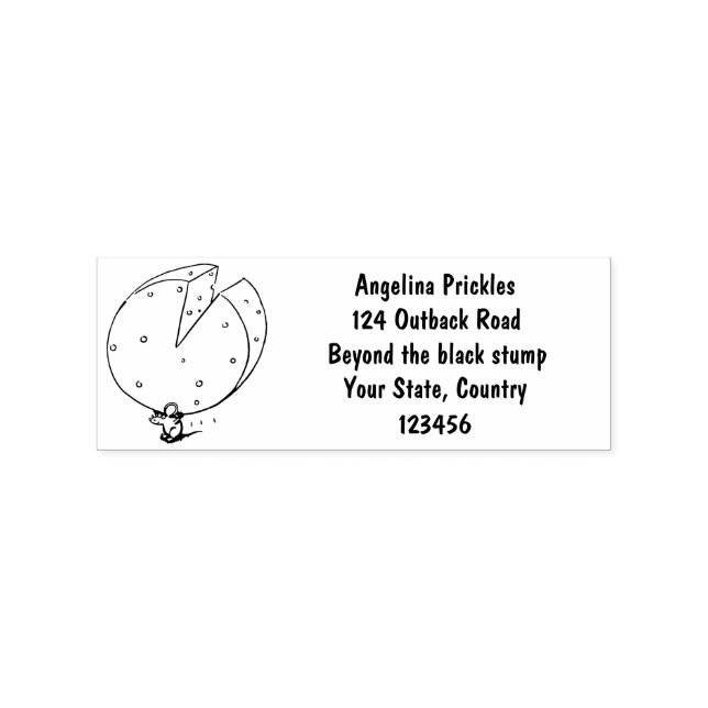 Cute mouse with cheese cartoon illustration rubber stamp (Imprint)