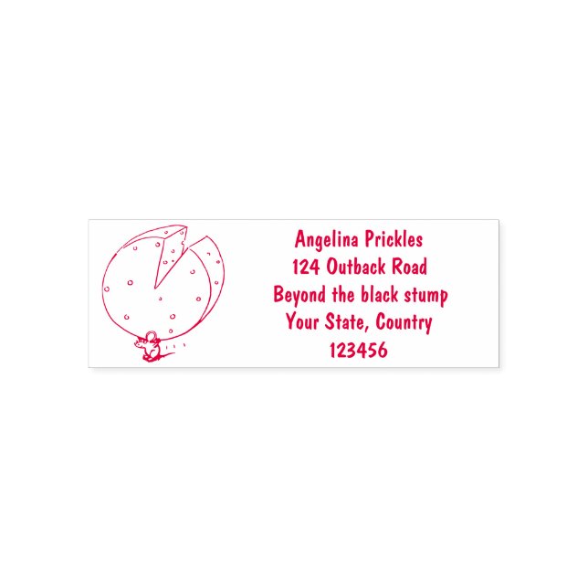 Cute mouse with cheese cartoon illustration self-inking stamp (Design)