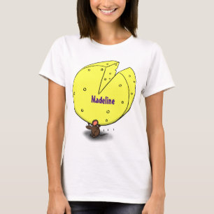 Cute mouse with cheese cartoon illustration T-Shirt