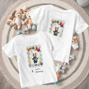 Cute mouse with colourful balloons, custom baby T-Shirt