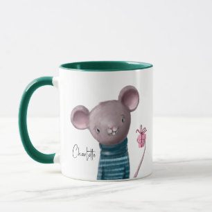 Cute Mouse With Gift Personalised Name Mug