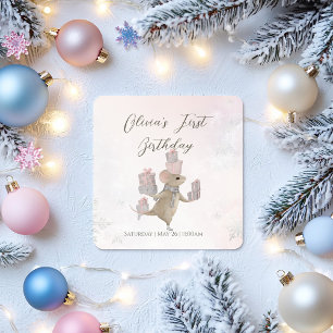 Cute Mouse with gifts for Christmas  Square Sticker