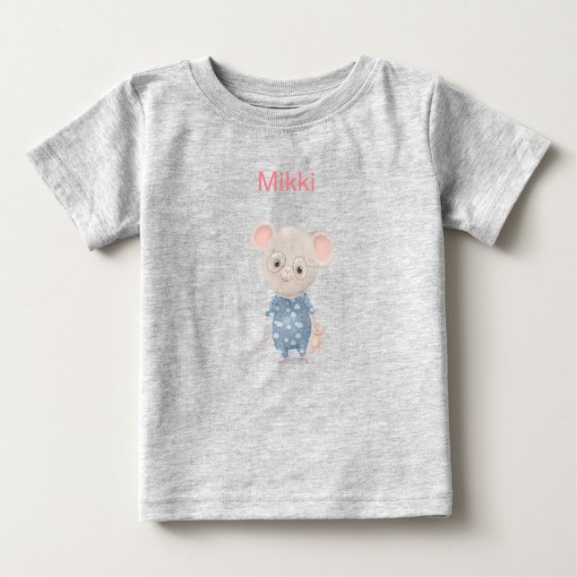 cute mouse with glasses baby T-Shirt (Front)