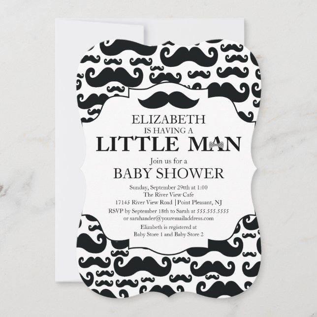 Cute Moustache Bash Boys Baby Shower Invitation (Front)