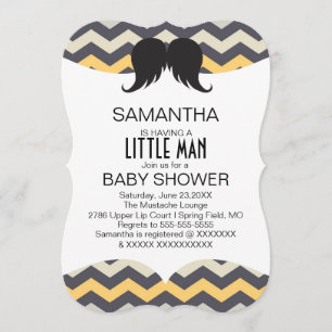 Cute Moustache Boys Baby Shower Custom Invite