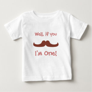 Cute Moustache, I'm One, First Birthday Baby T-Shirt