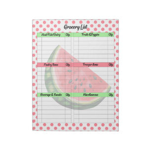 Cute Mouth Watering Watermelon Grocery List  Notepad
