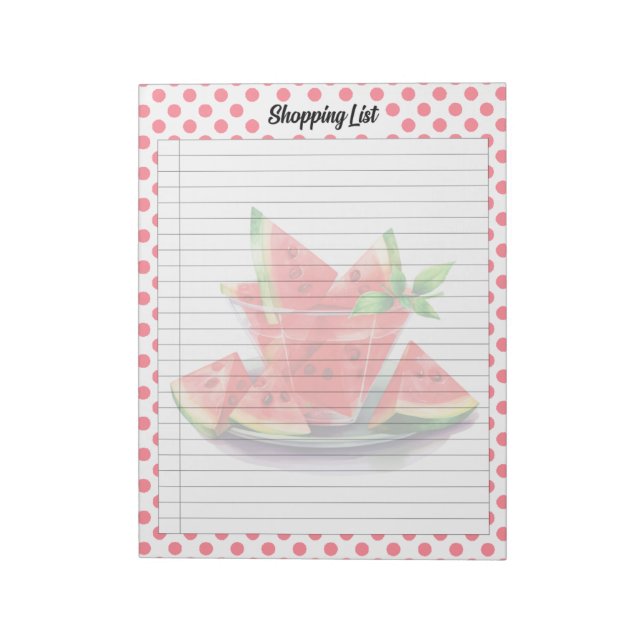 Cute Mouth Watering Watermelon Shopping List  Notepad (Rotated)