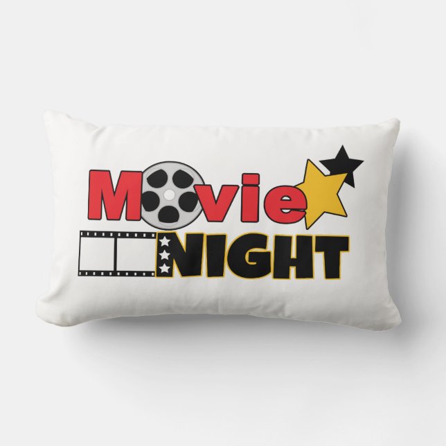 Cute movie night words decor theatre room pillow (Front)