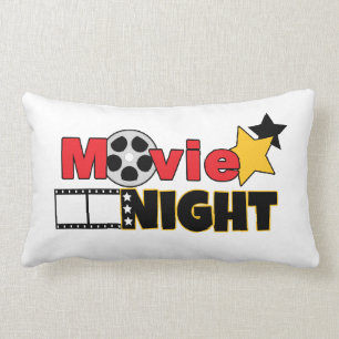 Cute movie night words decor theatre room pillow