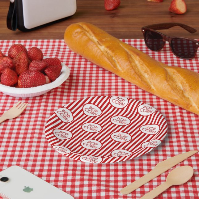 cute movie popcorn pattern party paper plate (Picnic)