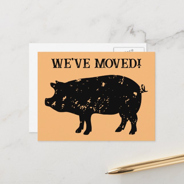 Cute moving postcards with pig silhouette (Front/Back In Situ)