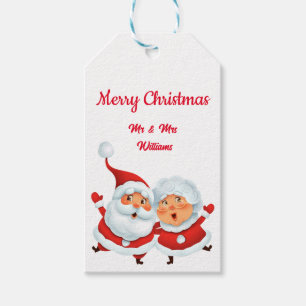 Cute mr and mrs santa claus Gift Tag