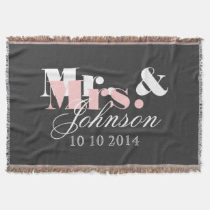 Cute Mr and Mrs throw blanket for newlywed couple