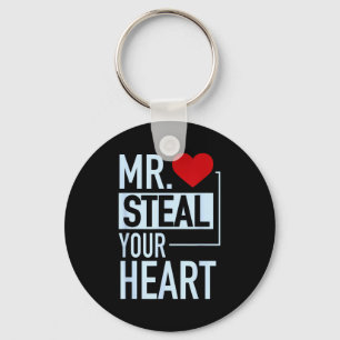 Cute Mr. Steal Your Heart Valentines Day Key Ring