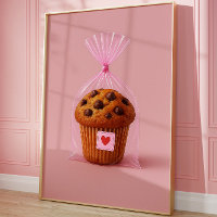 Cute Muffin Art Print, Cosy Kitchen Bakery Wall