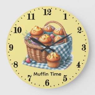 Cute muffin bakers word art customizable large clock