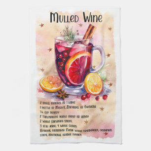 Cute Mulled Wine Christmas Drink Recipe Tea Towel