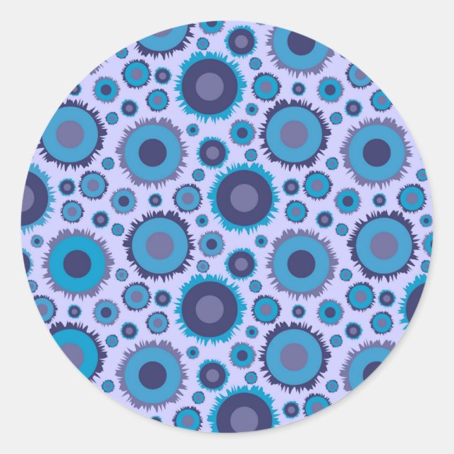 Cute multi blue colours suns patterns classic round sticker (Front)