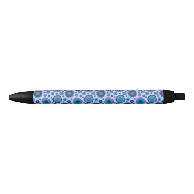Cute multi blue colours suns patterns ink pen (Front)